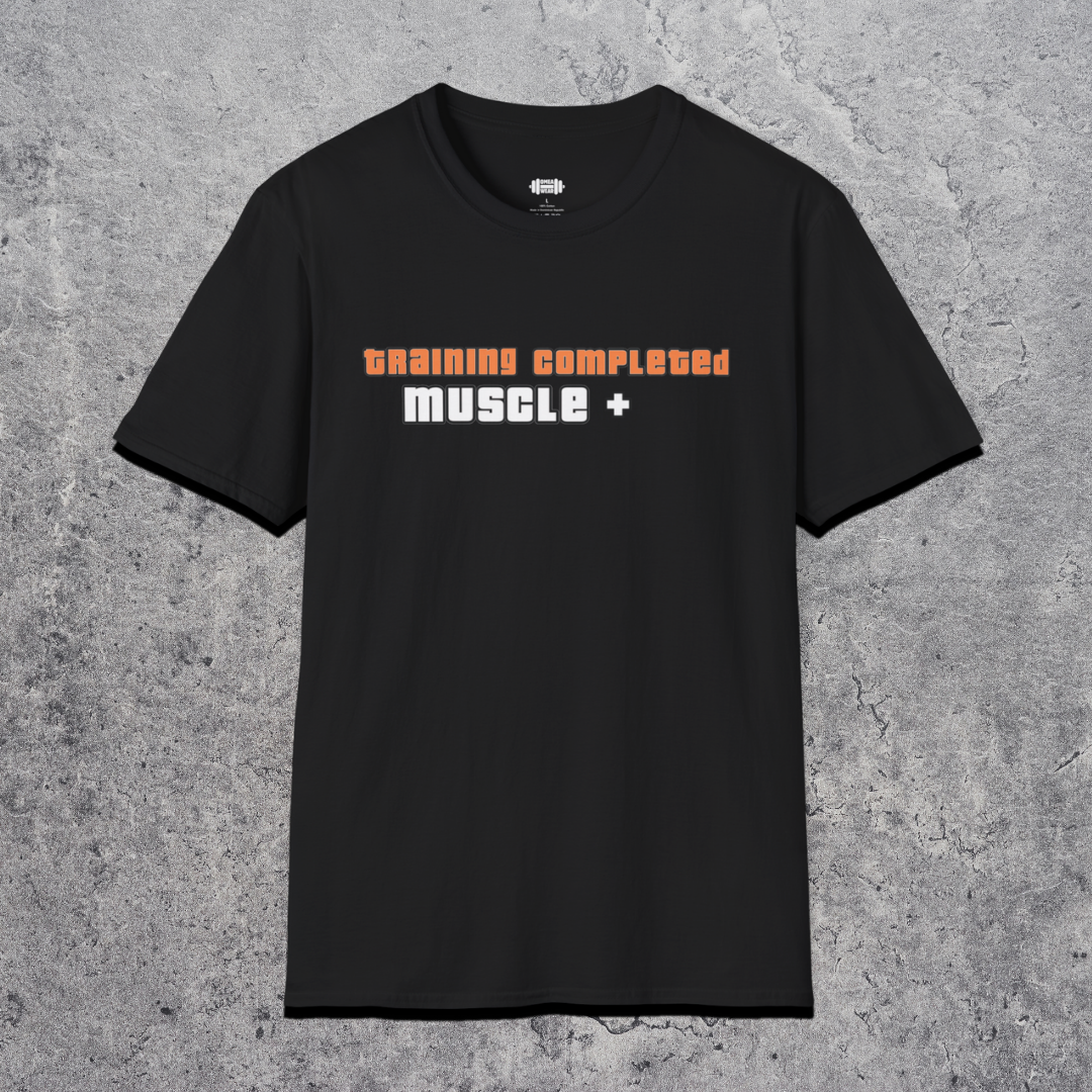 training completed muscle+ Premium Gym T-Shirt