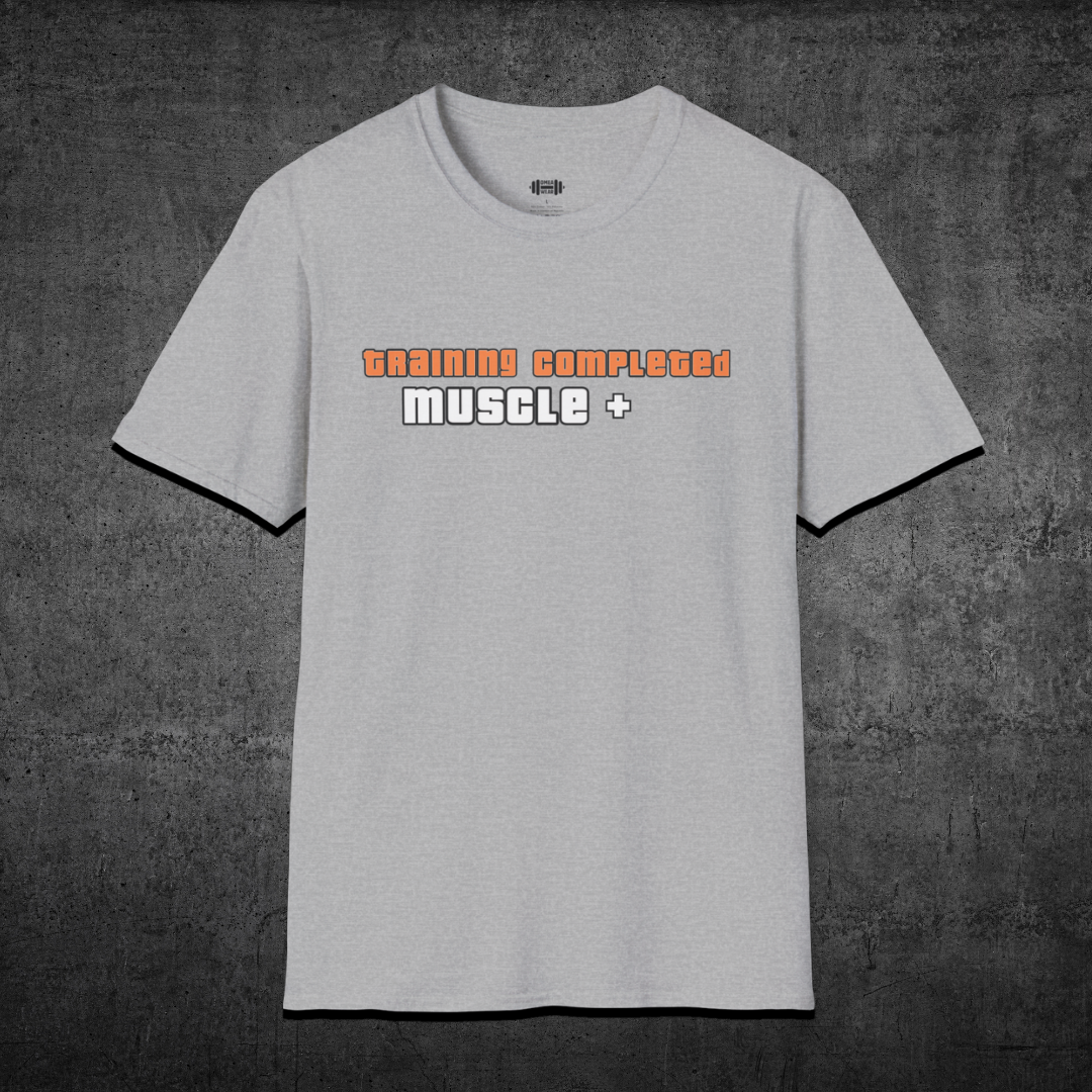 training completed muscle+ Premium Gym T-Shirt